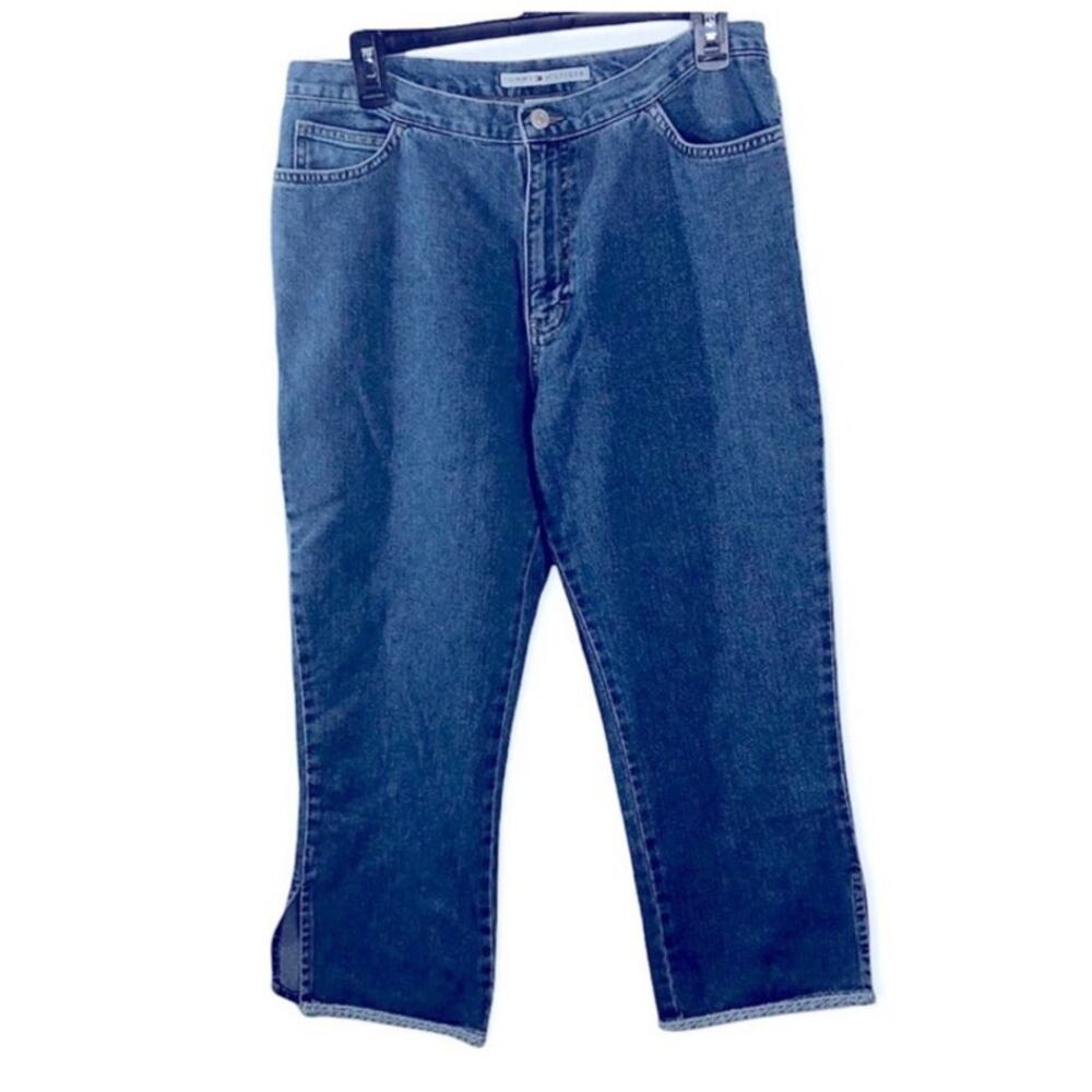 Tommy Hilfiger Vintage High-Waist Capri Mom Jeans Size 10 – Split Seam Retro - Picture 3 of 16